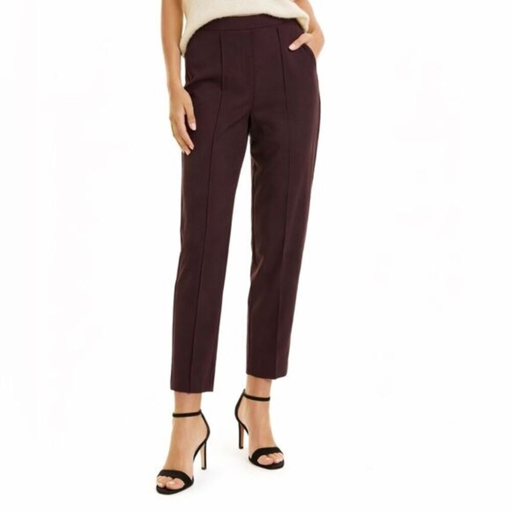 Rebecca Taylor Plum Pull On Ankle Pants Elastic Back Wool Blend Women’s Size 0